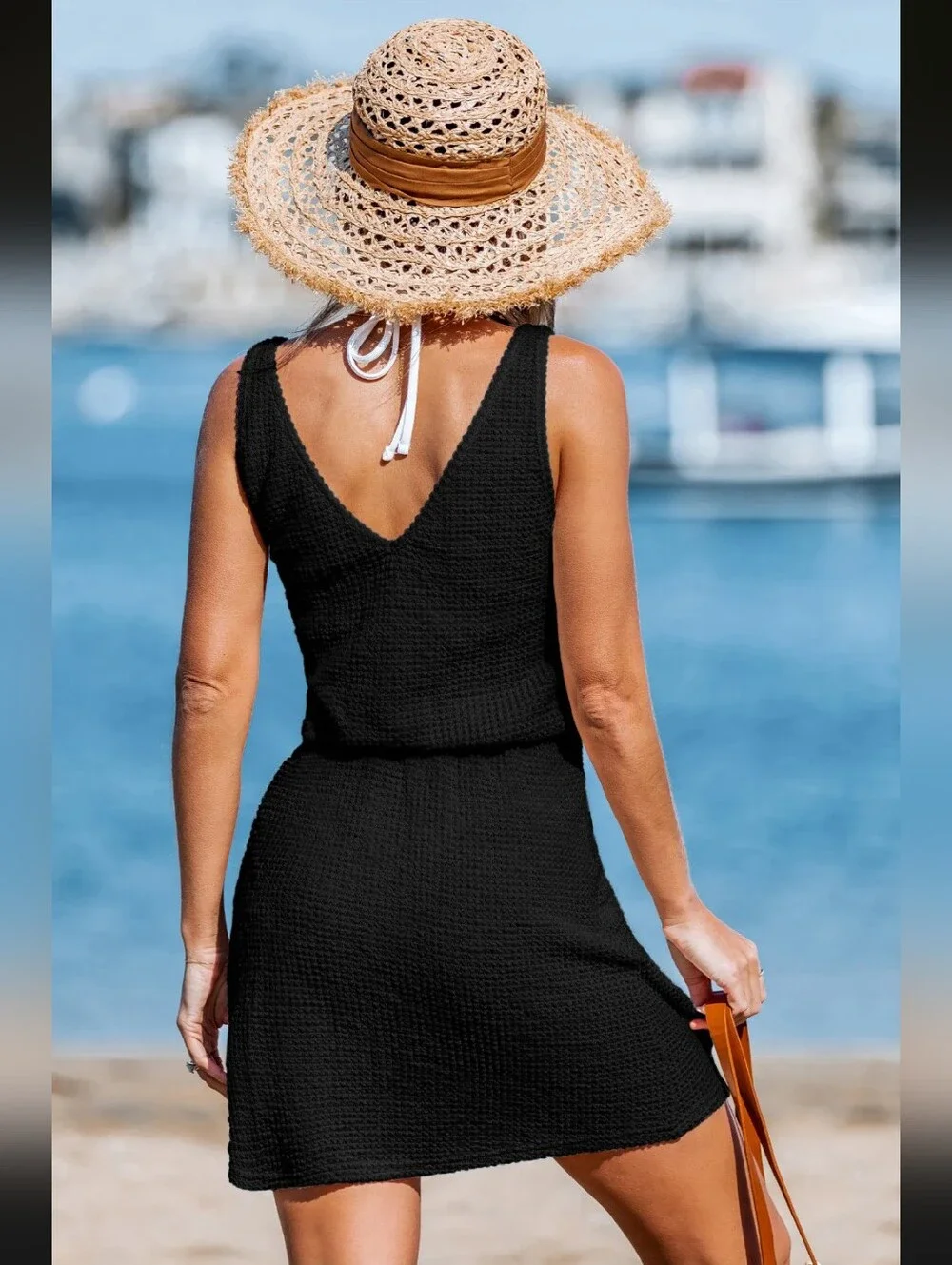 Cupshe Chasing Horizons Black Cover-Up Mini Dress- M - Picture 3 of 4